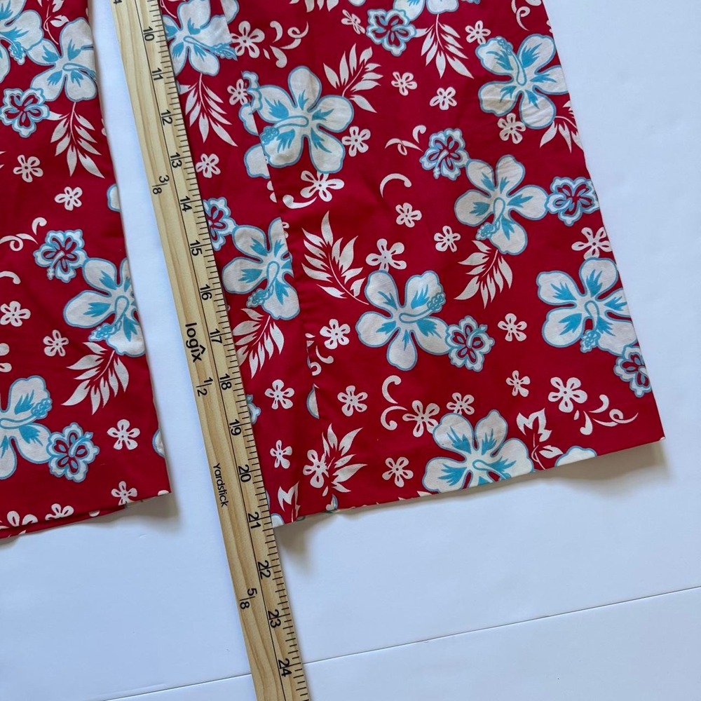 Tracy Evans Red Tropical Floral Pants Y2K Coconut Girl Hibiscus Size 9 - Picture 6 of 6